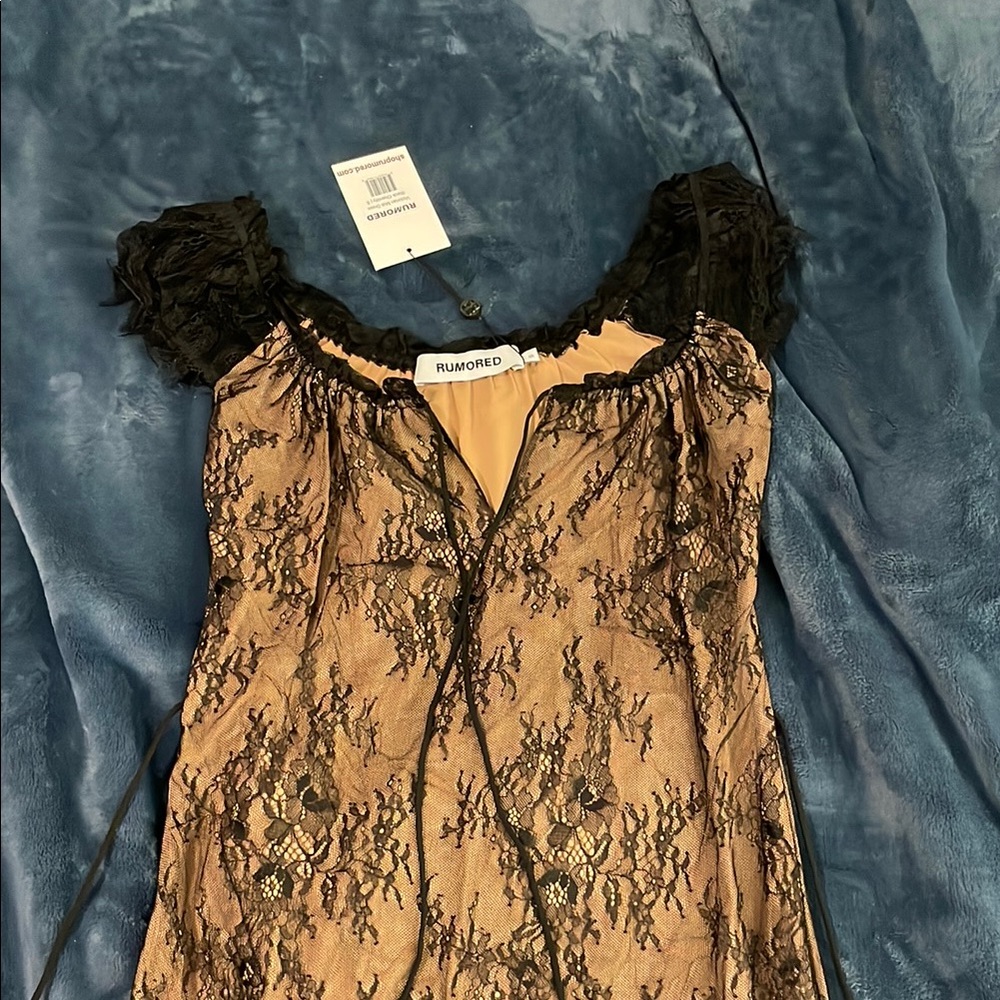 Rumored Black and Tan Lace Dress - S